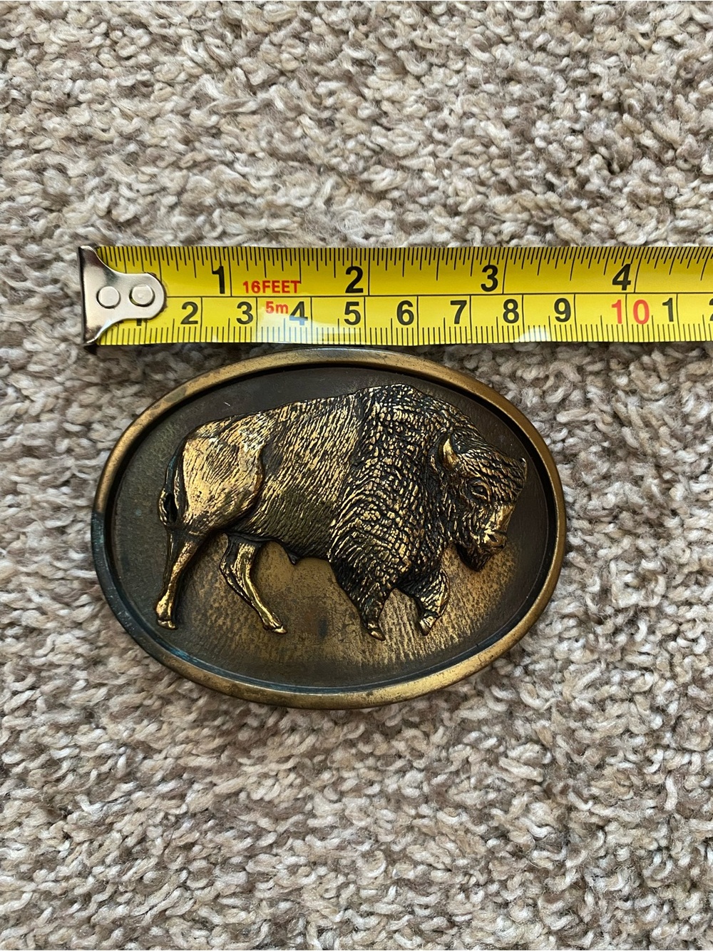 Vintage Made In USA Brass Belt Buckle Buffalo - Picture 5 of 6